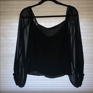 NWT Zara Woman Black Balloon Sleeve Top - M